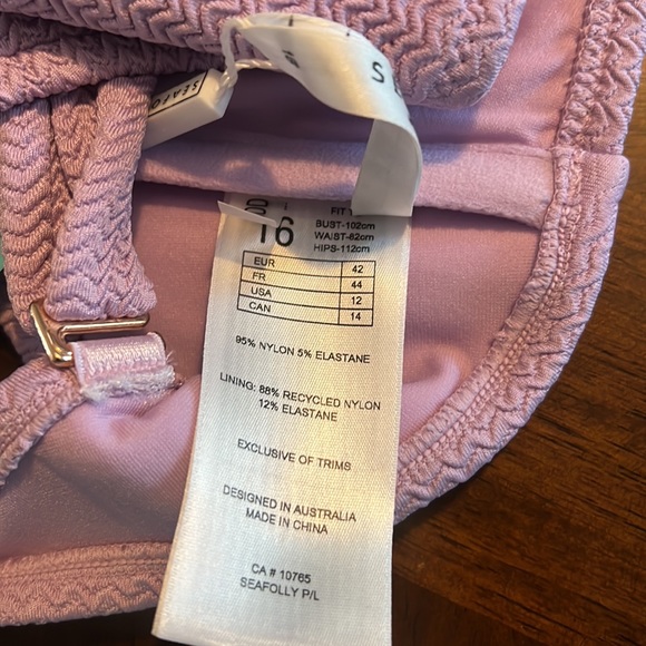 SEAFOLLY SEA DIVE DD TANK BIKINI TOP LILAC US SIZE 12 SWIM TOP AU 16 - Picture 4 of 7